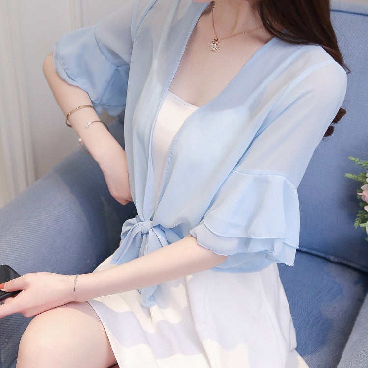 Women's Summer Thin Short Loose Chiffon Coat