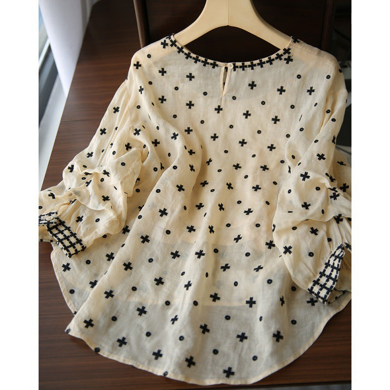New Heavy Work Embroidered Girly Style Shirt