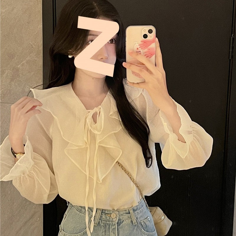 Ruffled Tied Puff Sleeve Shirt Women