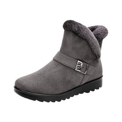 Short tube low heel plus velvet warm mother cotton boots