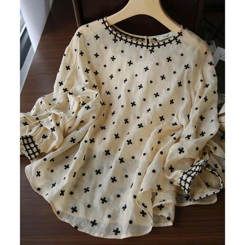 New Heavy Work Embroidered Girly Style Shirt