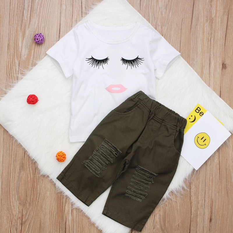 Pudcoco Girl Set 6M-4Y Kid Baby Girls Eyelash Tops T-shirt Pants Leggings Outfits Set Clothes