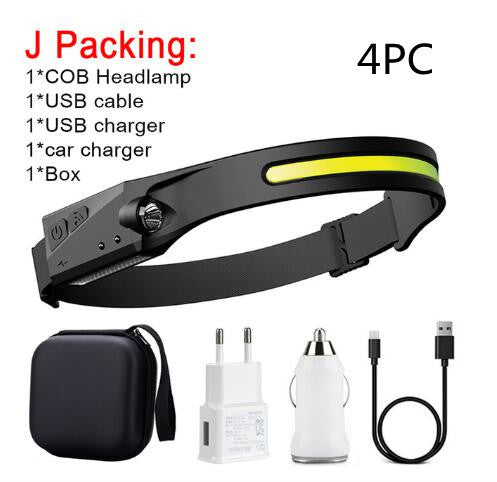 COB LED Headlamp Flashlight
