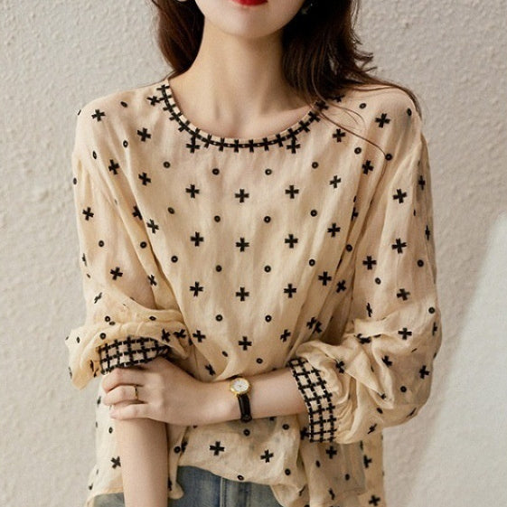 New Heavy Work Embroidered Girly Style Shirt