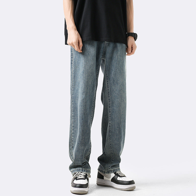 Ice Silk Loose Straight Jeans