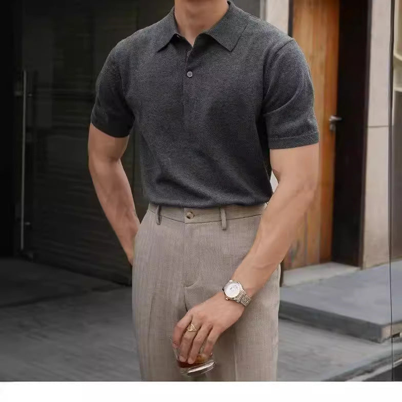 Men's New Polo Collar Solid Color Casual Business Simplicity T-shirt