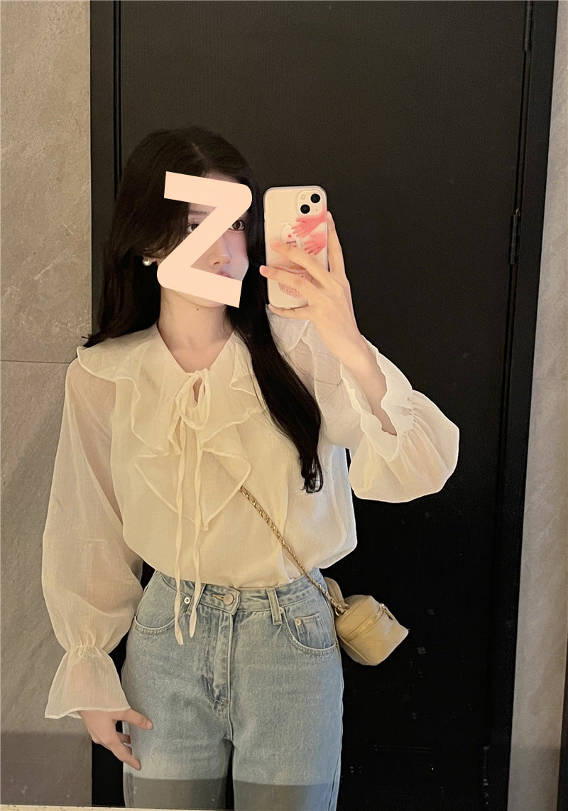 Ruffled Tied Puff Sleeve Shirt Women