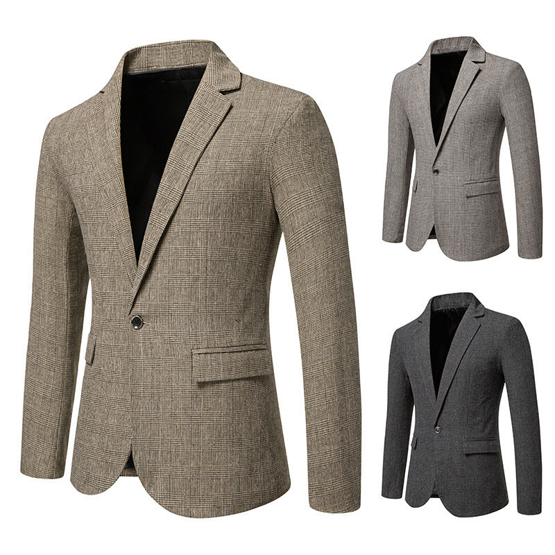 European Size Men's Fashion Woolen Casual Small Suit Coat