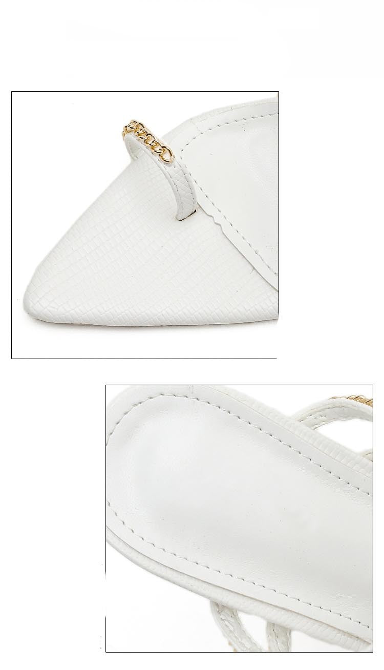 Metal Chain Pointed Toe Fashion High-heel Sandals And Slippers