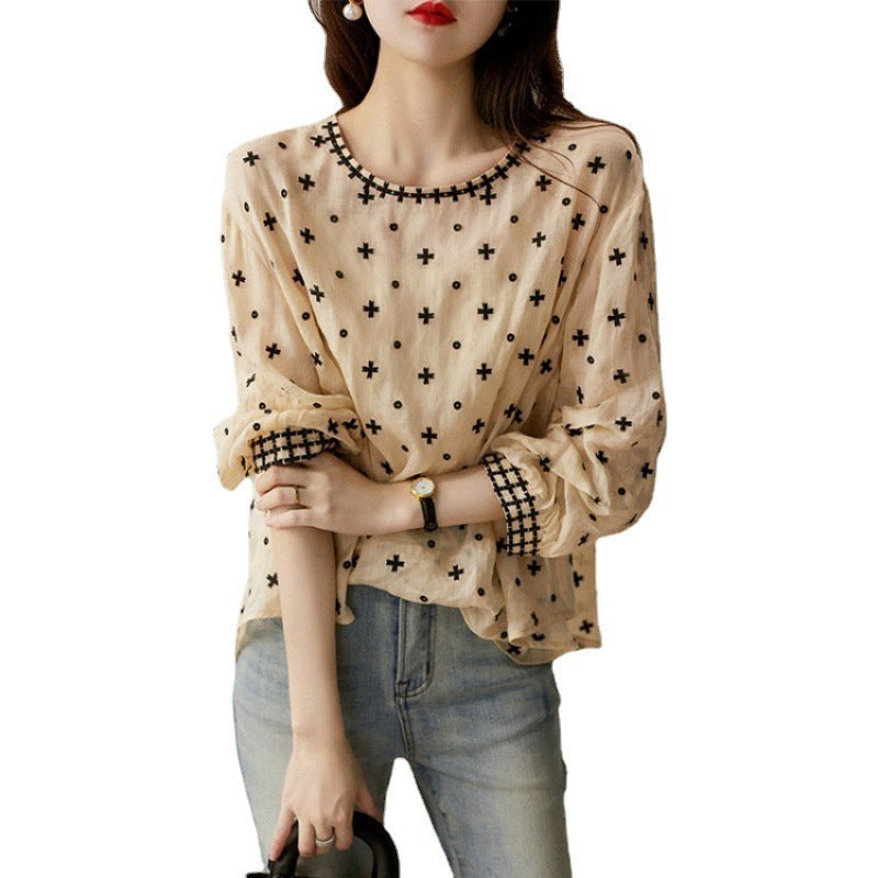 New Heavy Work Embroidered Girly Style Shirt