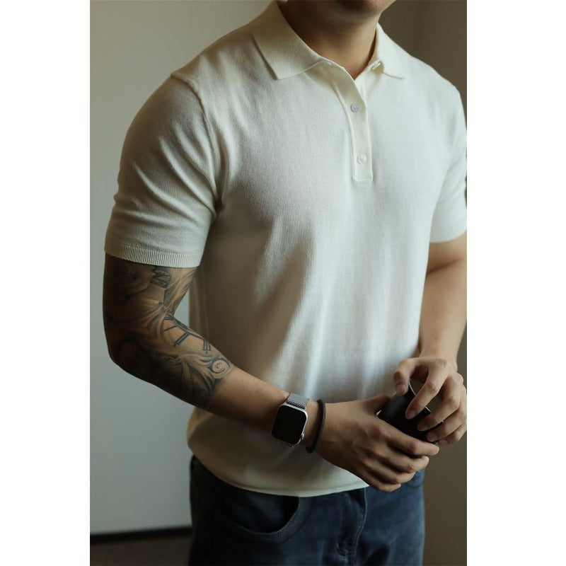 Men's New Polo Collar Solid Color Casual Business Simplicity T-shirt