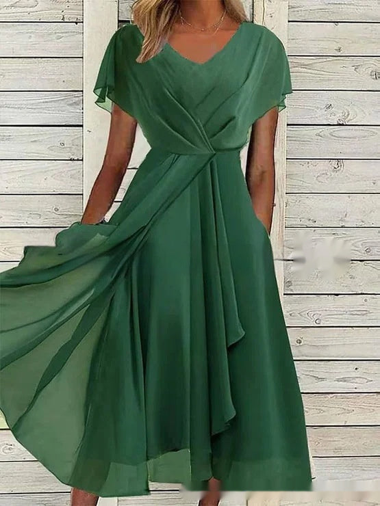 Women's Solid Color Chiffon Dress