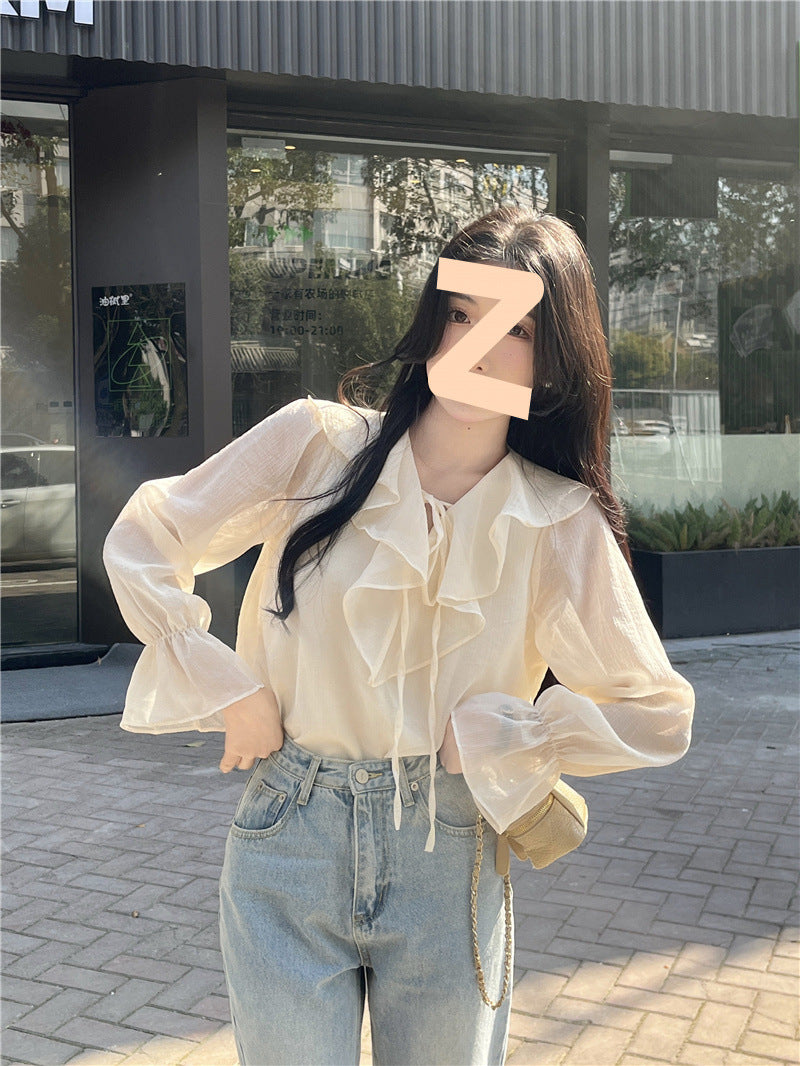 Ruffled Tied Puff Sleeve Shirt Women