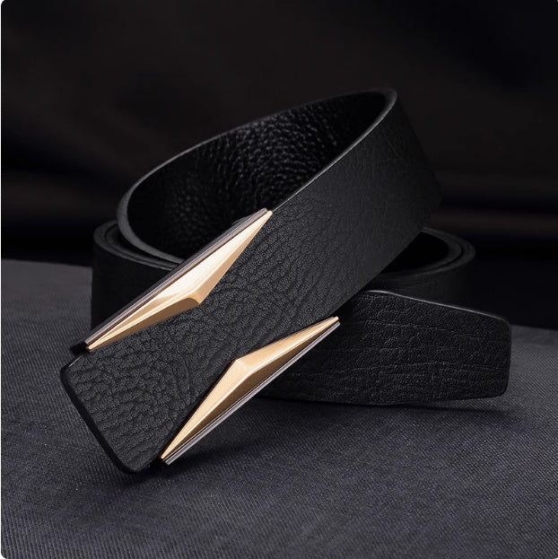 Simple And Elegant Belt Men's Middle-aged Korean Style Smooth Buckle