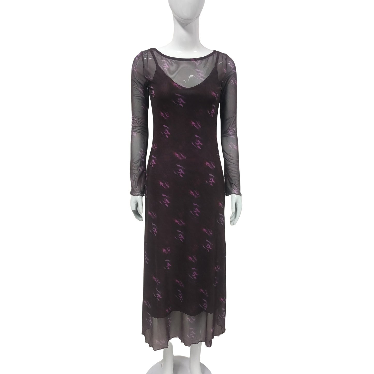 Women's Clothing Mesh Floral Print Dress Suit