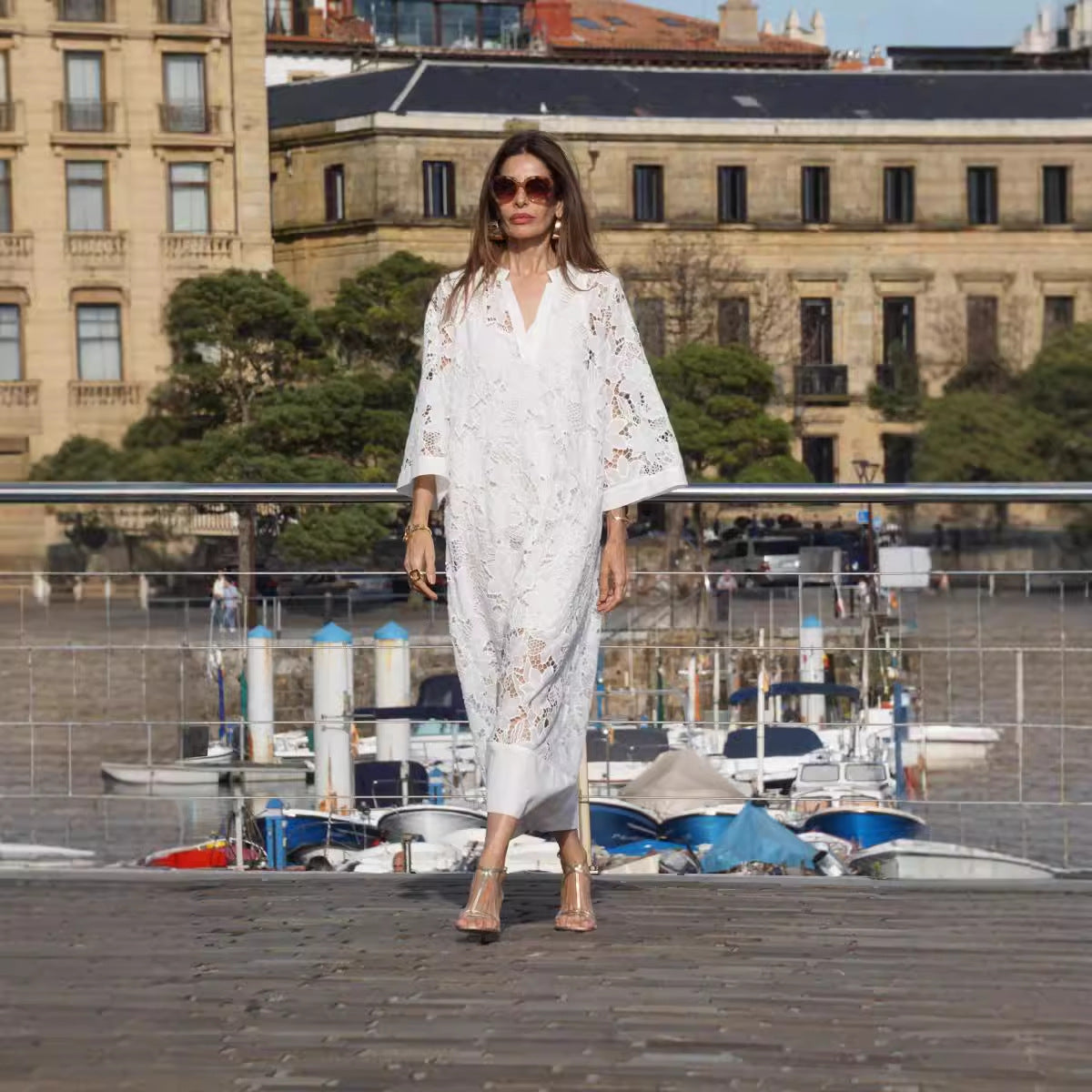 Cross-border Foreign Trade Independent Station Loose Beach Vacation Blouse Lace Shirt