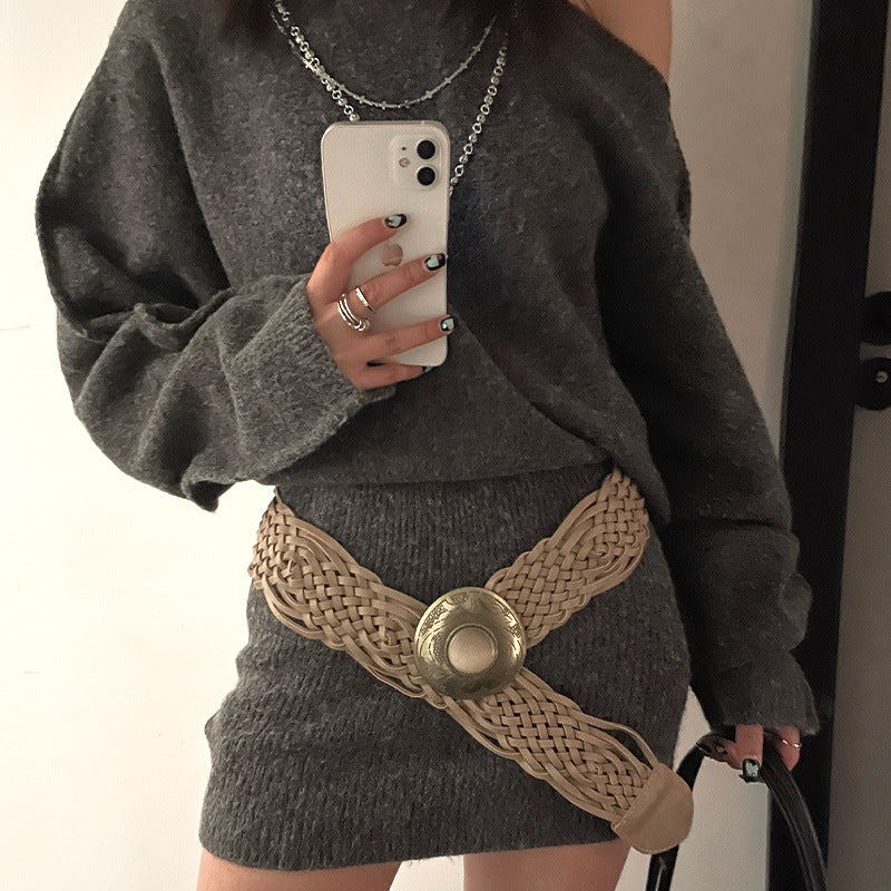 Bohemian Wide Woven Belt Women