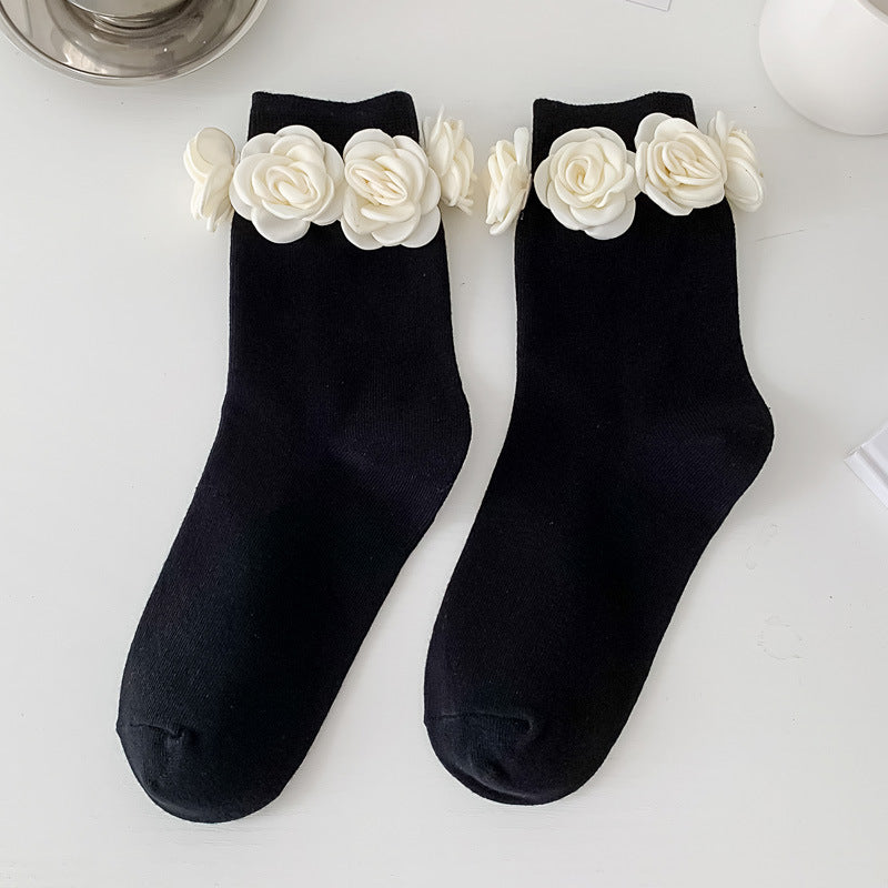 Three-dimensional Camellia Tube Socks Personality Lolita Style Socks