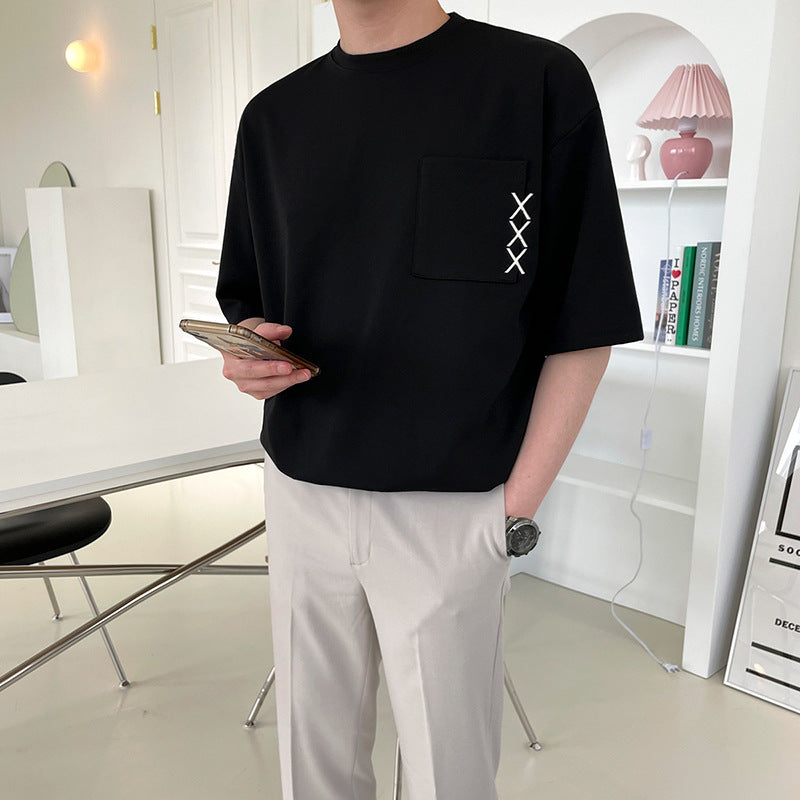 Embroidered Short-sleeved T-shirt Men's Summer Design Sense Niche