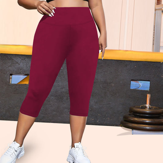 Pocket Plus Size Cropped Yoga Pants Tight