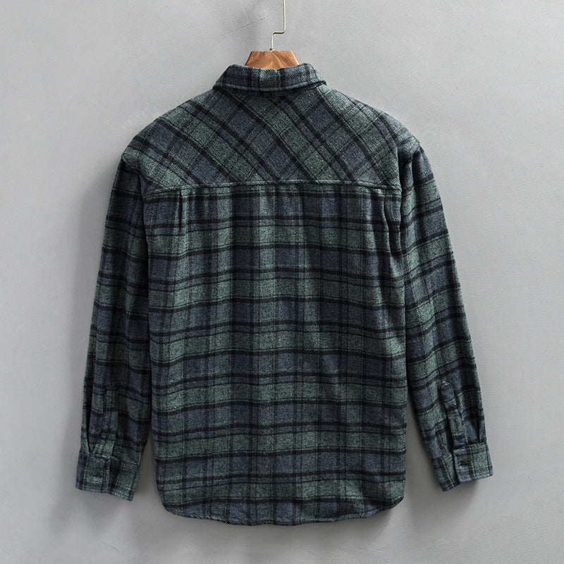 Men's Retro Plaid Long Sleeve Casual Shirt