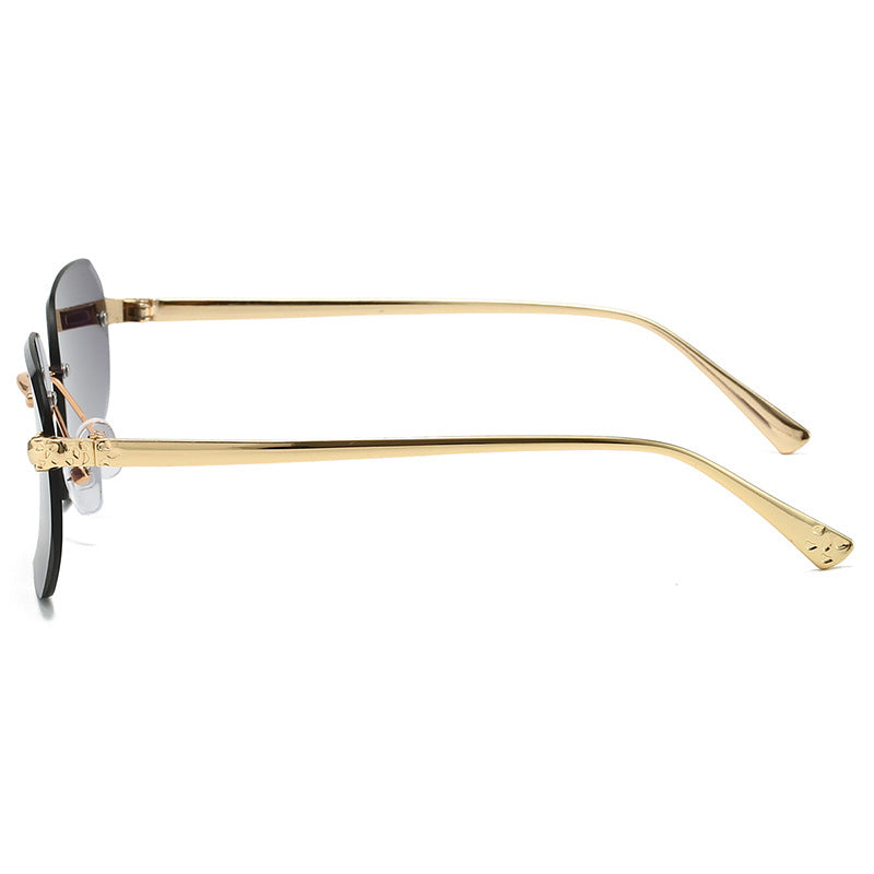 Frameless Trimming Leopard Head Sunglasses