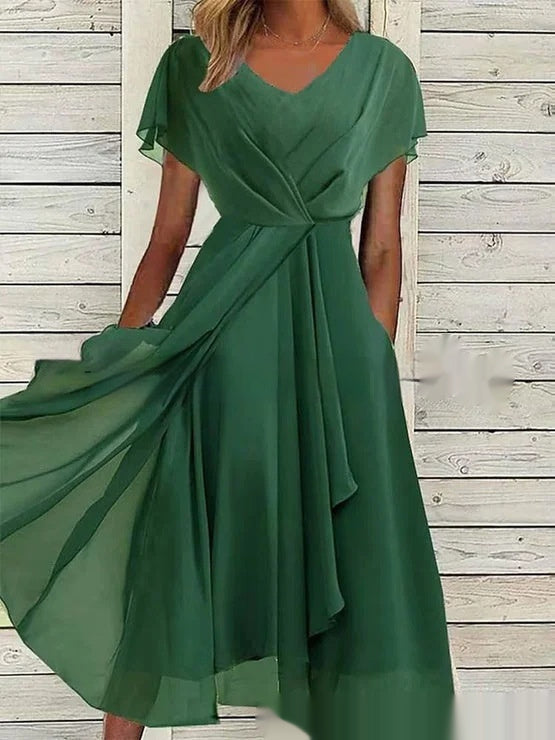 Women's Solid Color Chiffon Dress