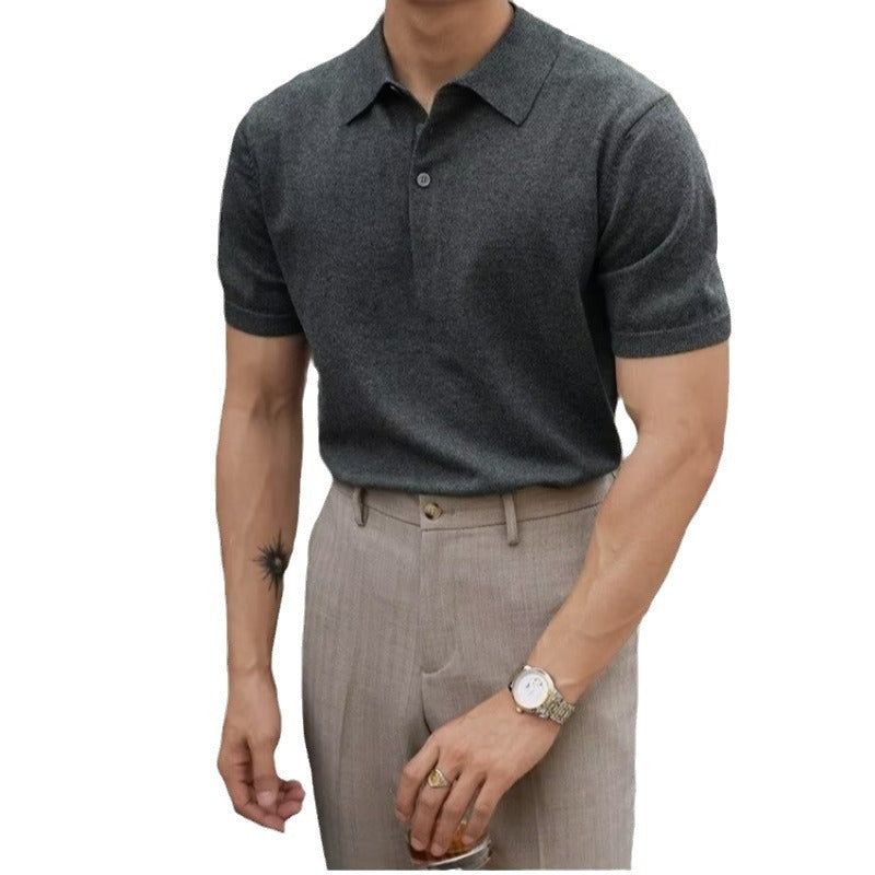 Men's New Polo Collar Solid Color Casual Business Simplicity T-shirt