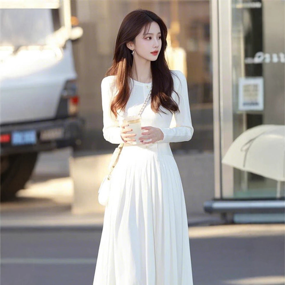 Temperament Ladies Fashion White Dress Design Sense