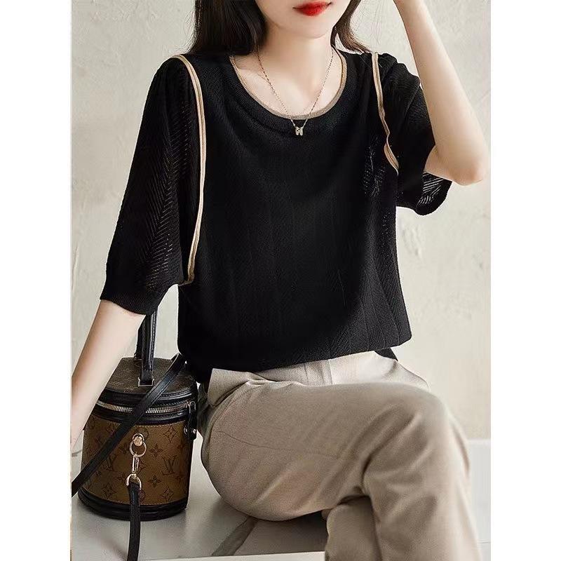 Summer New Loose Thin Mid Sleeve Round Neck Top