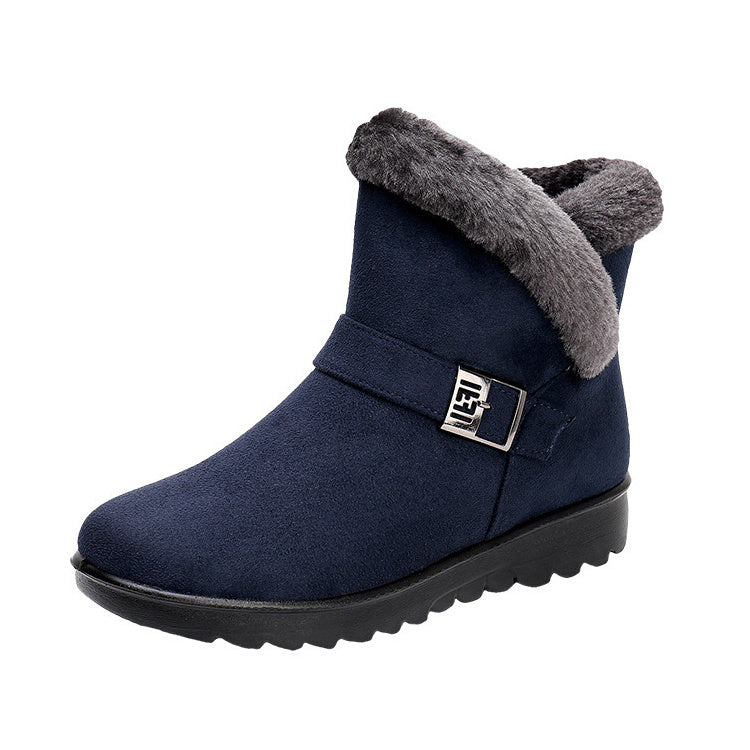 Short tube low heel plus velvet warm mother cotton boots