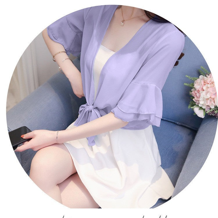 Women's Summer Thin Short Loose Chiffon Coat