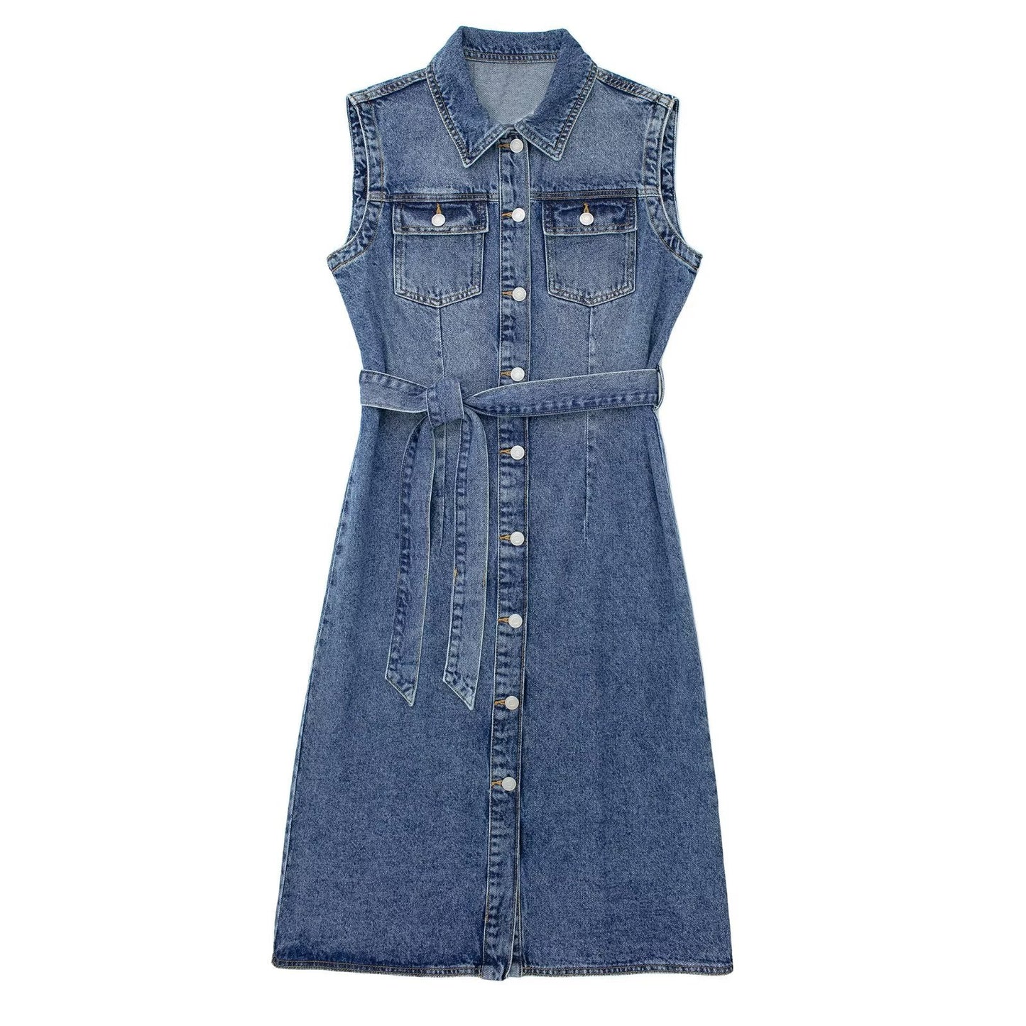 European Station Midi Skirt Denim Dress