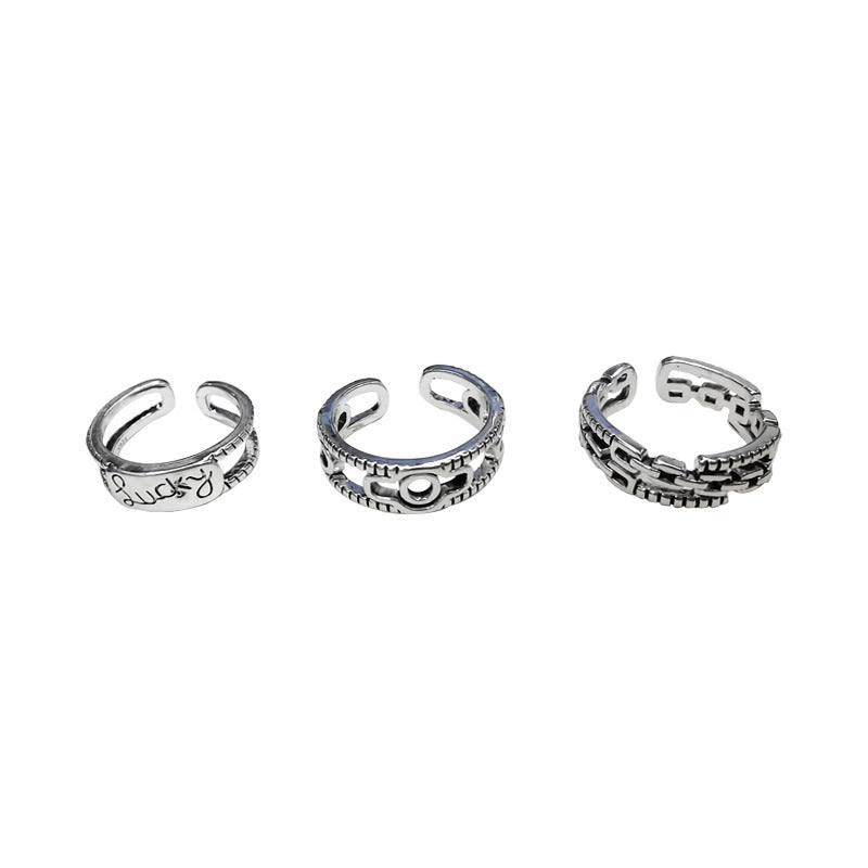 Retro Light Luxury Chain Letter Double Ring Women