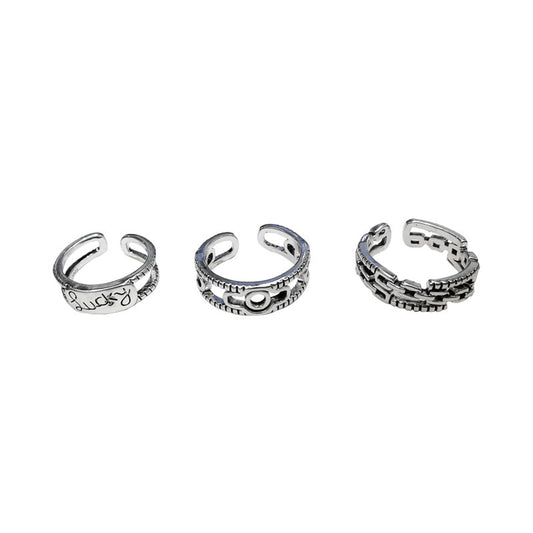 Retro Light Luxury Chain Letter Double Ring Women