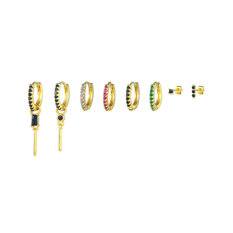 Colorful Zircon Light Luxury Hoop Earrings Women