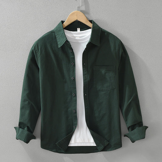 Men's Simplicity Long Sleeve Shirt Casual All-match Literary Loose Top