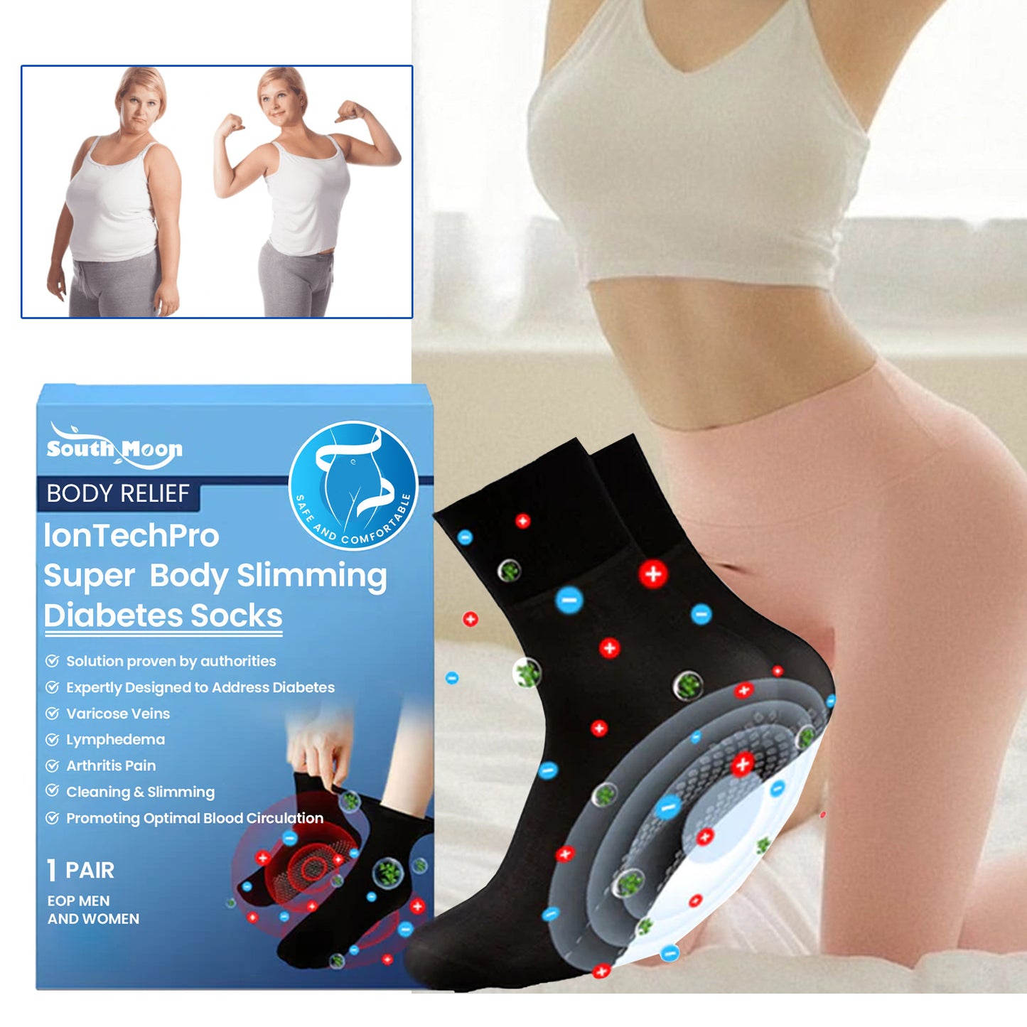 Breathable, Soft, Comfortable, Anti Slip Foot Care Socks